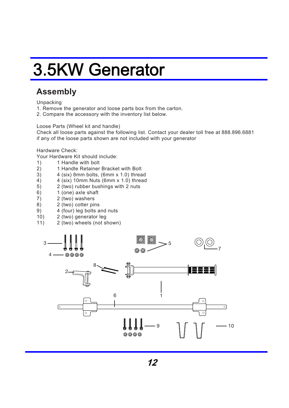 5kw generator, Assembly | Steele Products SP-GG350 User Manual | Page 13 / 56