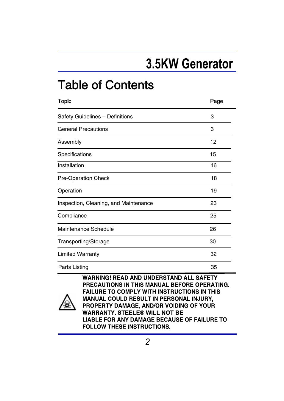 Steele Products SP-GG350 User Manual | Page 3 / 56