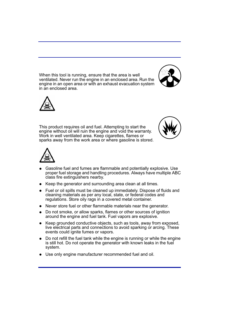 5kw generator, Carbon monoxide, Gasoline and oil | Steele Products SP-GG350 User Manual | Page 5 / 56