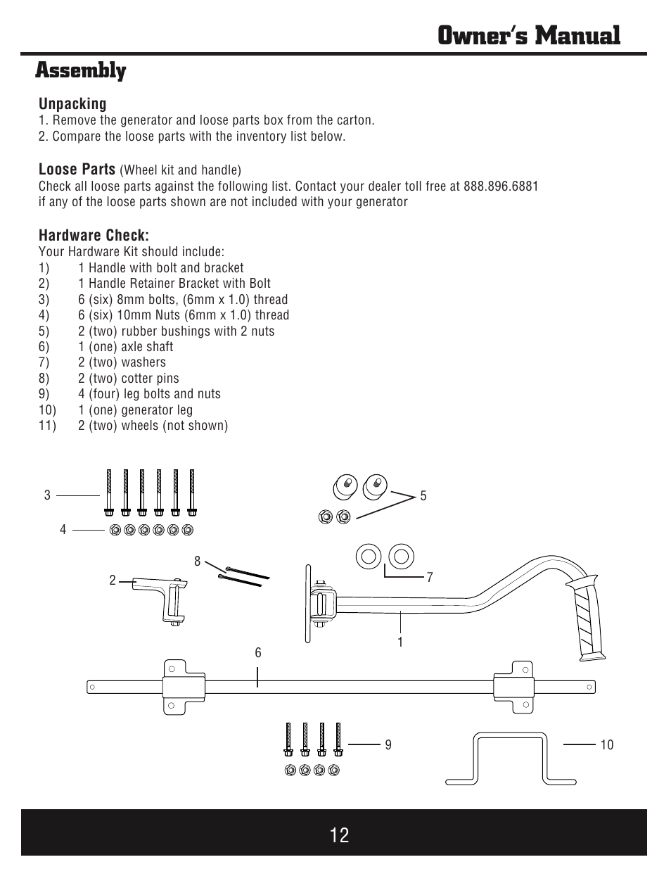 Owner’s manual, Assembly | Steele Products SP-GG750E User Manual | Page 13 / 43