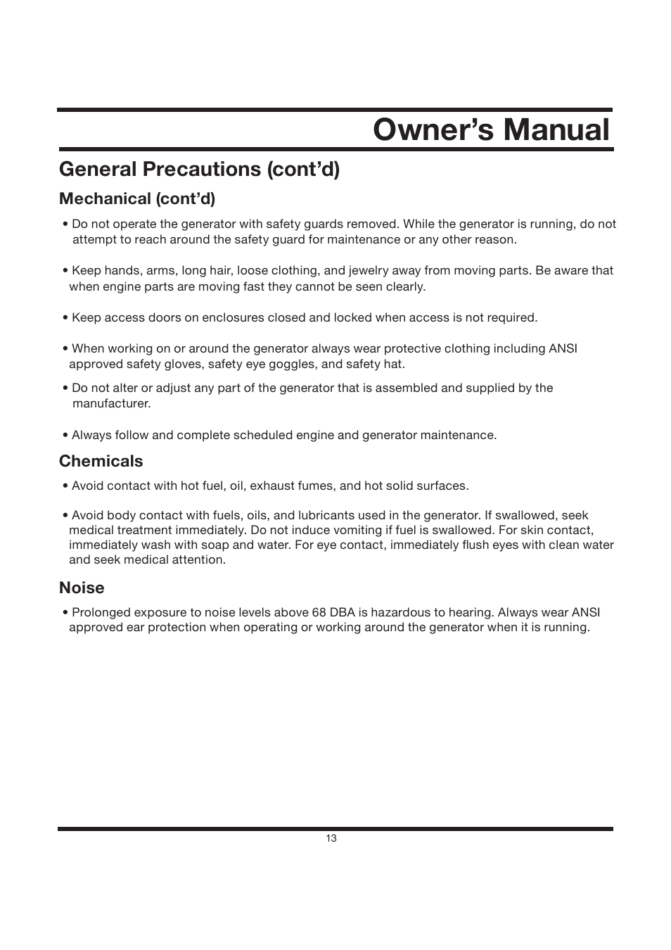 Owner’s manual, General precautions (cont’d) | Steele Products SP-GG120 User Manual | Page 14 / 47