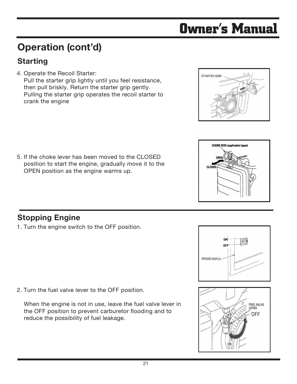 Operation (cont’d) | Steele Products SP-GG600 User Manual | Page 21 / 48