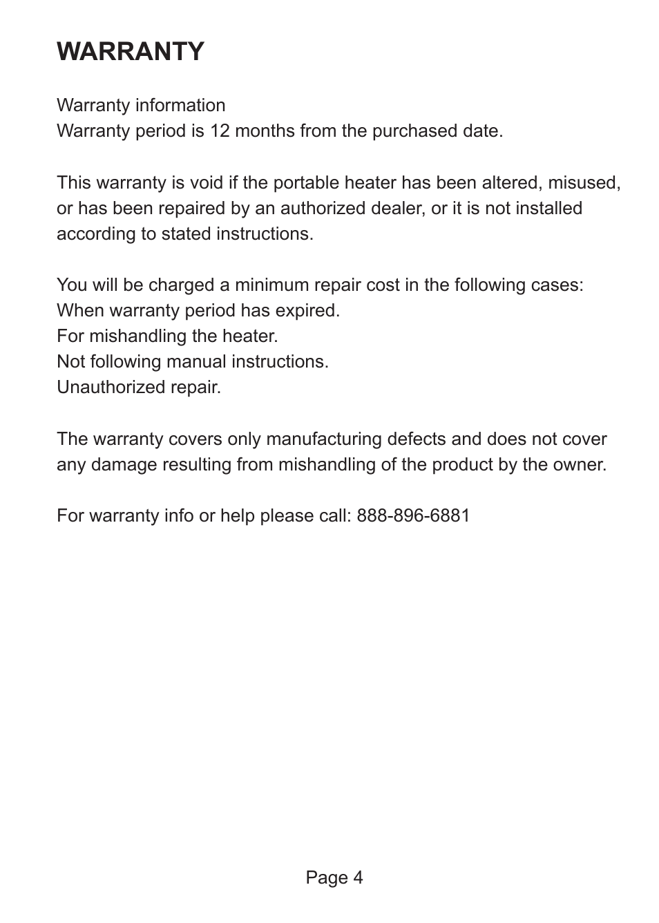 Warranty | Steele Products SP-HI1200BP User Manual | Page 5 / 5