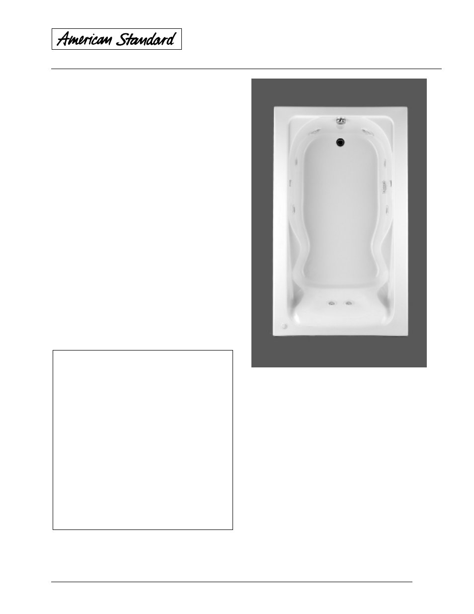 American Standard Cadet Elite Whirlpool 2774E User Manual | 2 pages