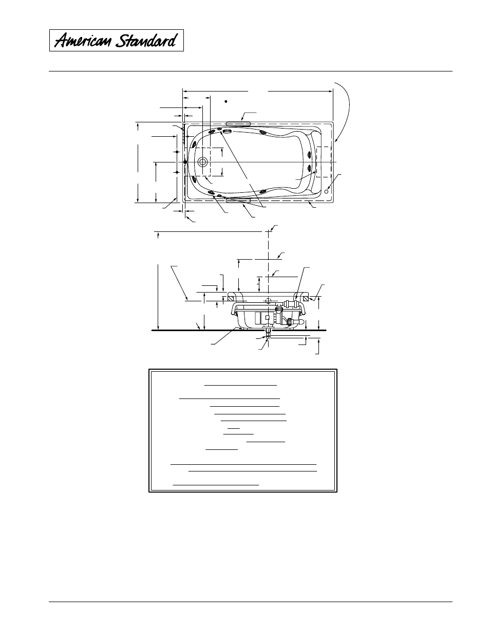 Cadet elite™ 6’ x 42, Whirlpools by american standard, High gloss acrylic | American Standard Cadet Elite Whirlpool 2774E User Manual | Page 2 / 2