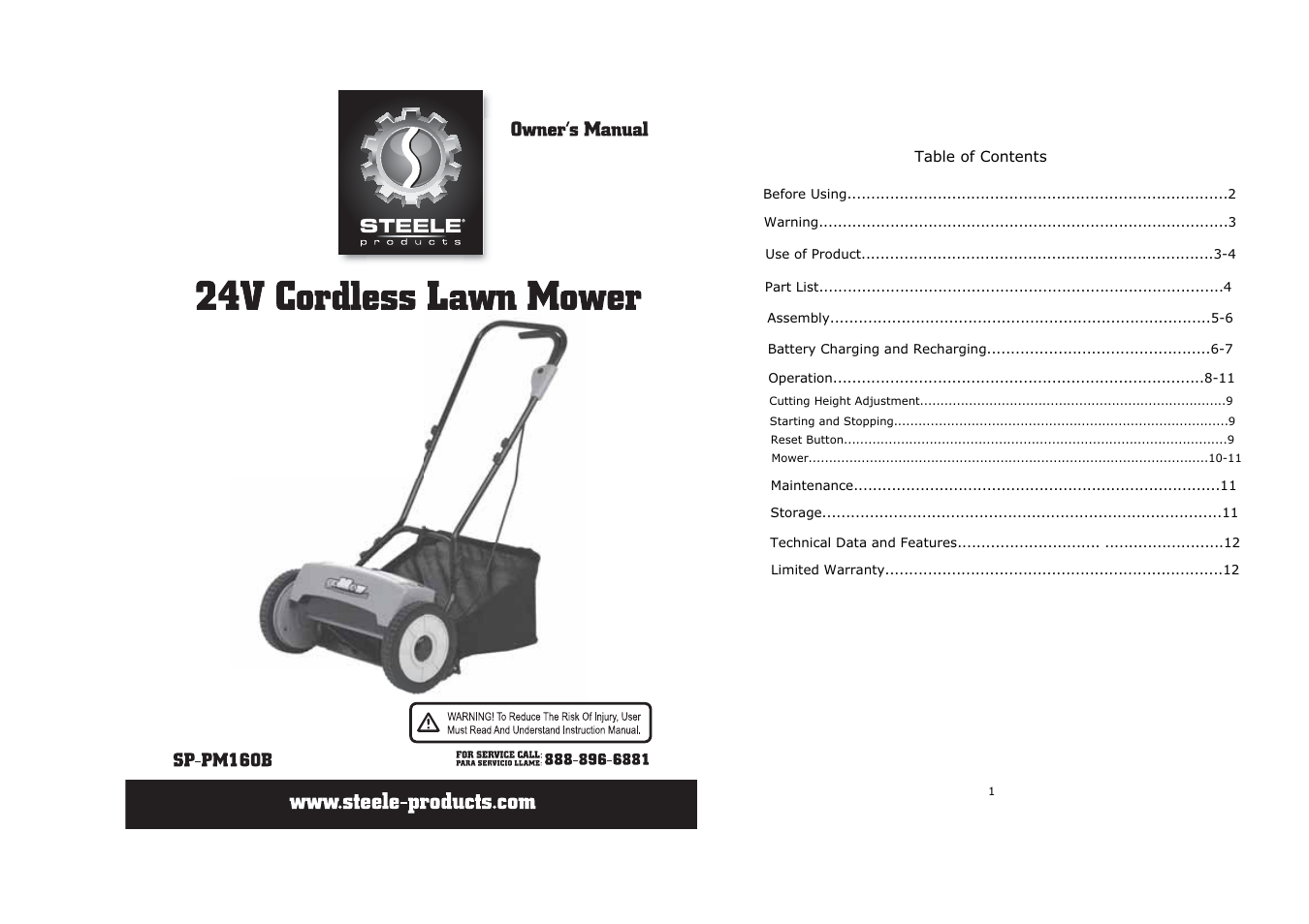 Steele Products SP-PM160B User Manual | 7 pages