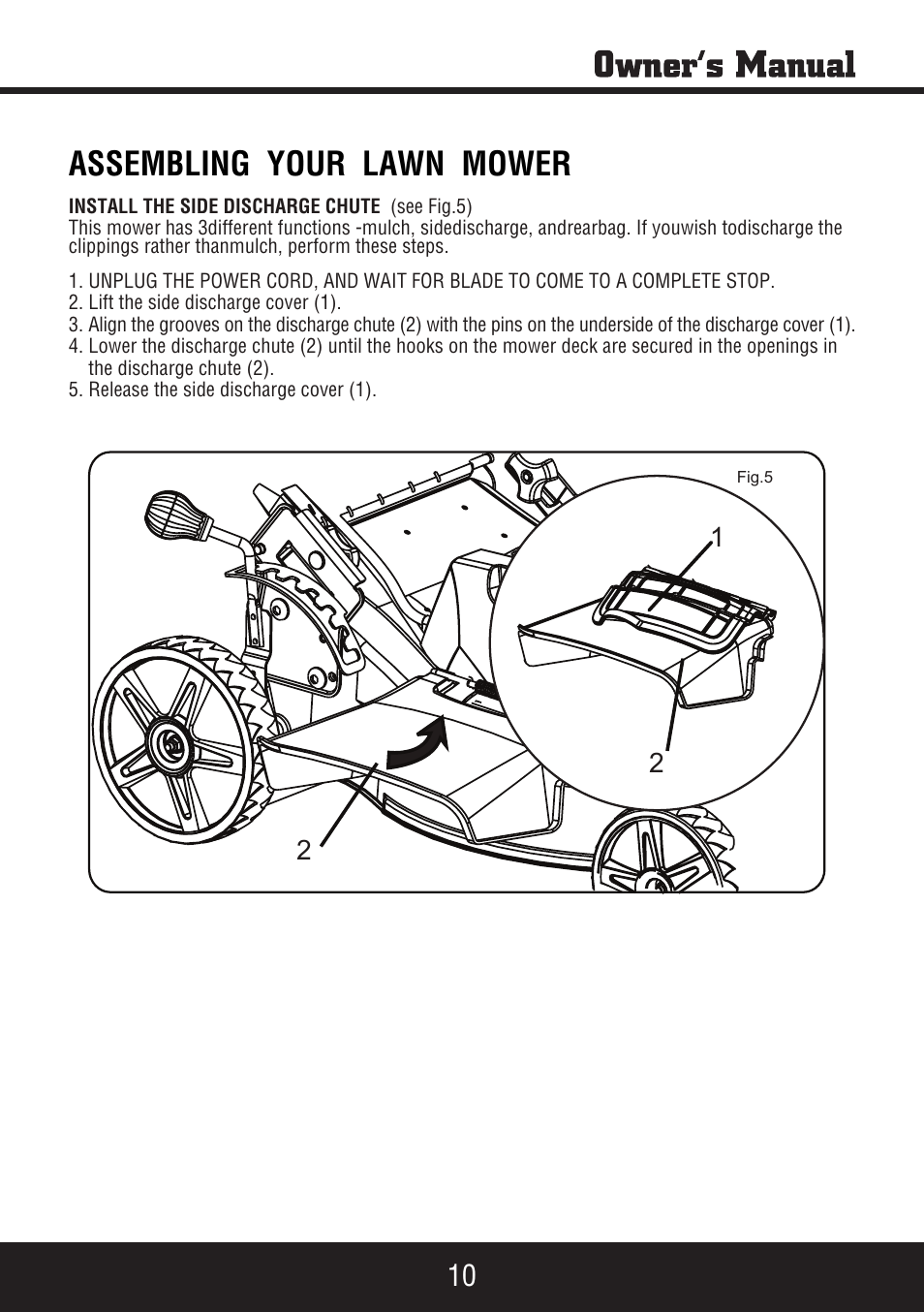Sp-pm207ac_manual 11, Assembling your lawn mower | Steele Products SP-PM207AC User Manual | Page 11 / 23