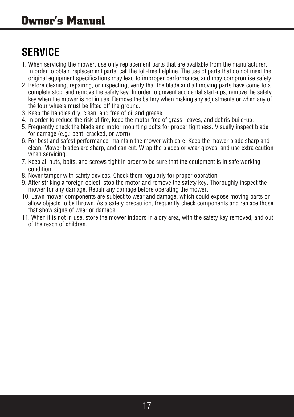 Sp-pm207ac_manual 18, Service | Steele Products SP-PM207AC User Manual | Page 18 / 23