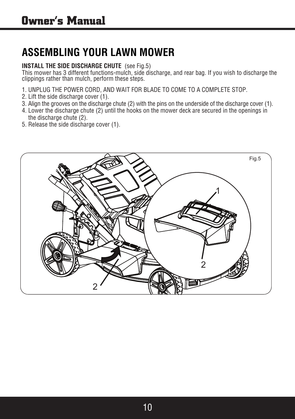 Sp-pm207dc manual 10, Assembling your lawn mower | Steele Products SP-PM207DC User Manual | Page 10 / 23