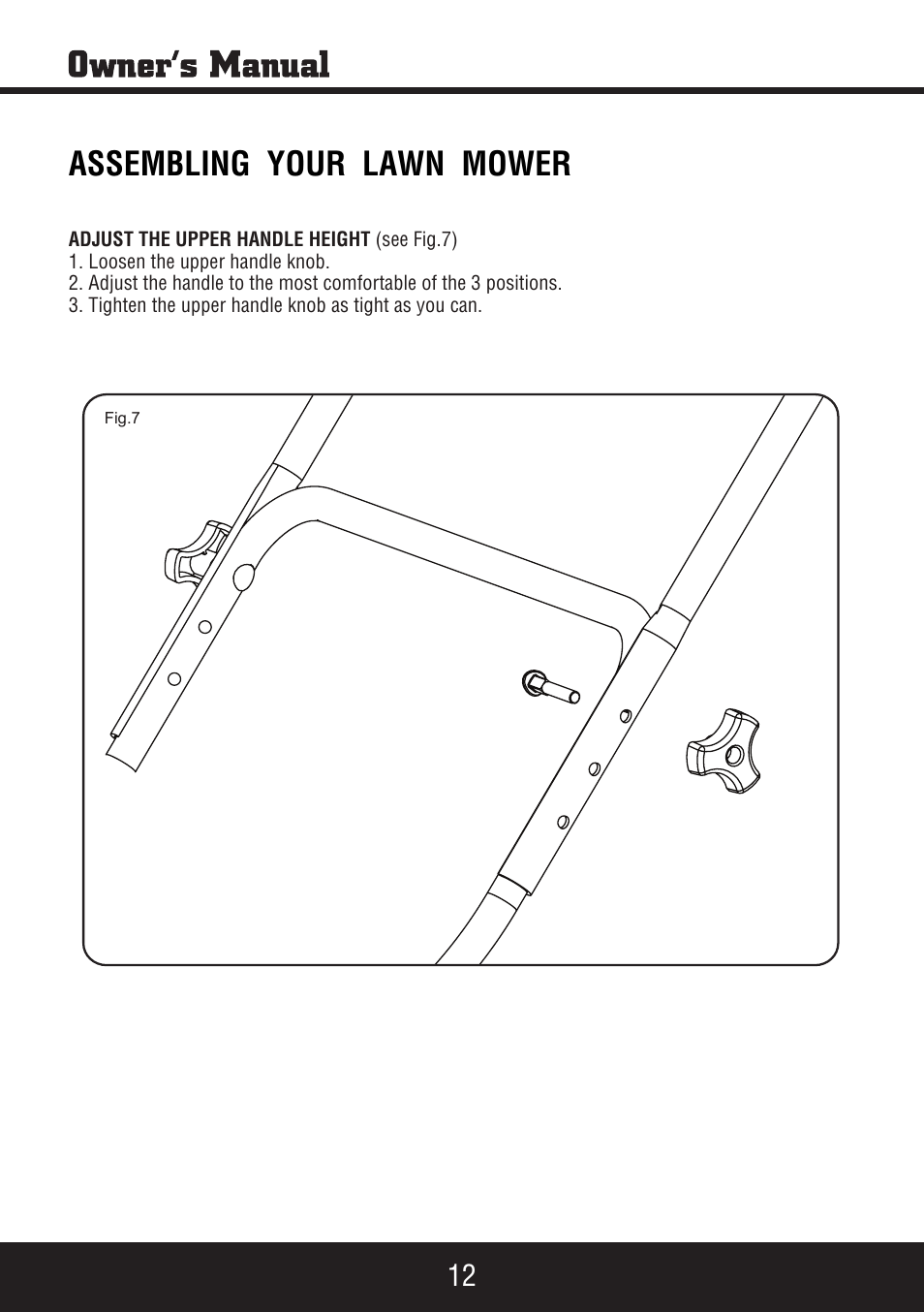 Sp-pm207dc manual 12, Assembling your lawn mower | Steele Products SP-PM207DC User Manual | Page 12 / 23