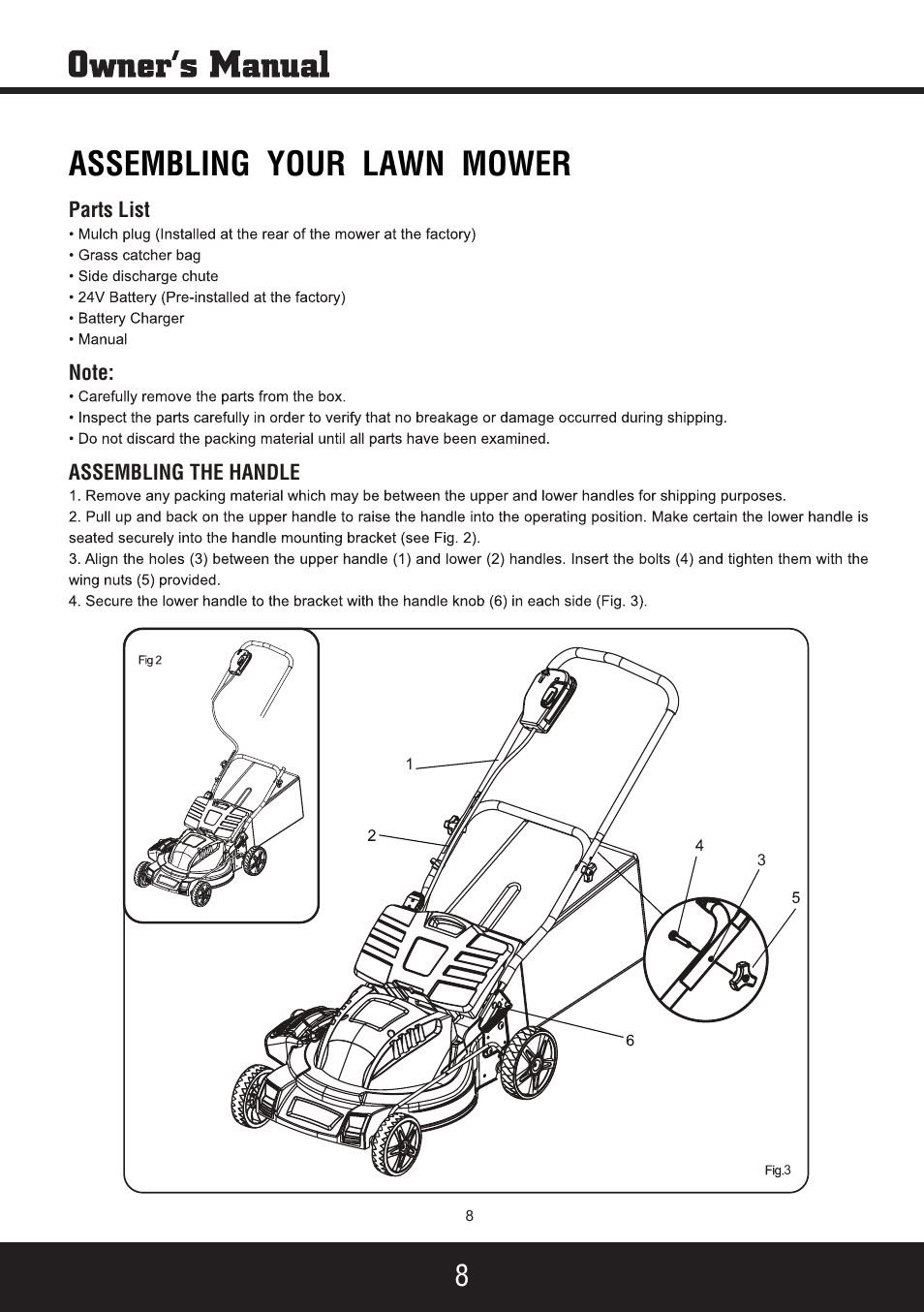 Sp-pm207dc manual 8, Assembling your lawn mower | Steele Products SP-PM207DC User Manual | Page 8 / 23