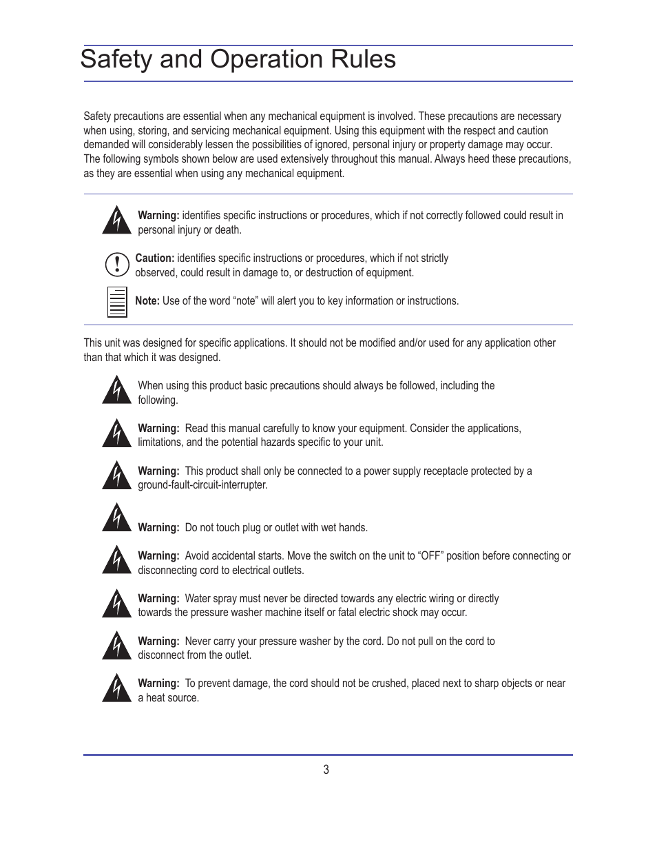 Safety and operation rules | Steele Products SP-WE180 User Manual | Page 3 / 18