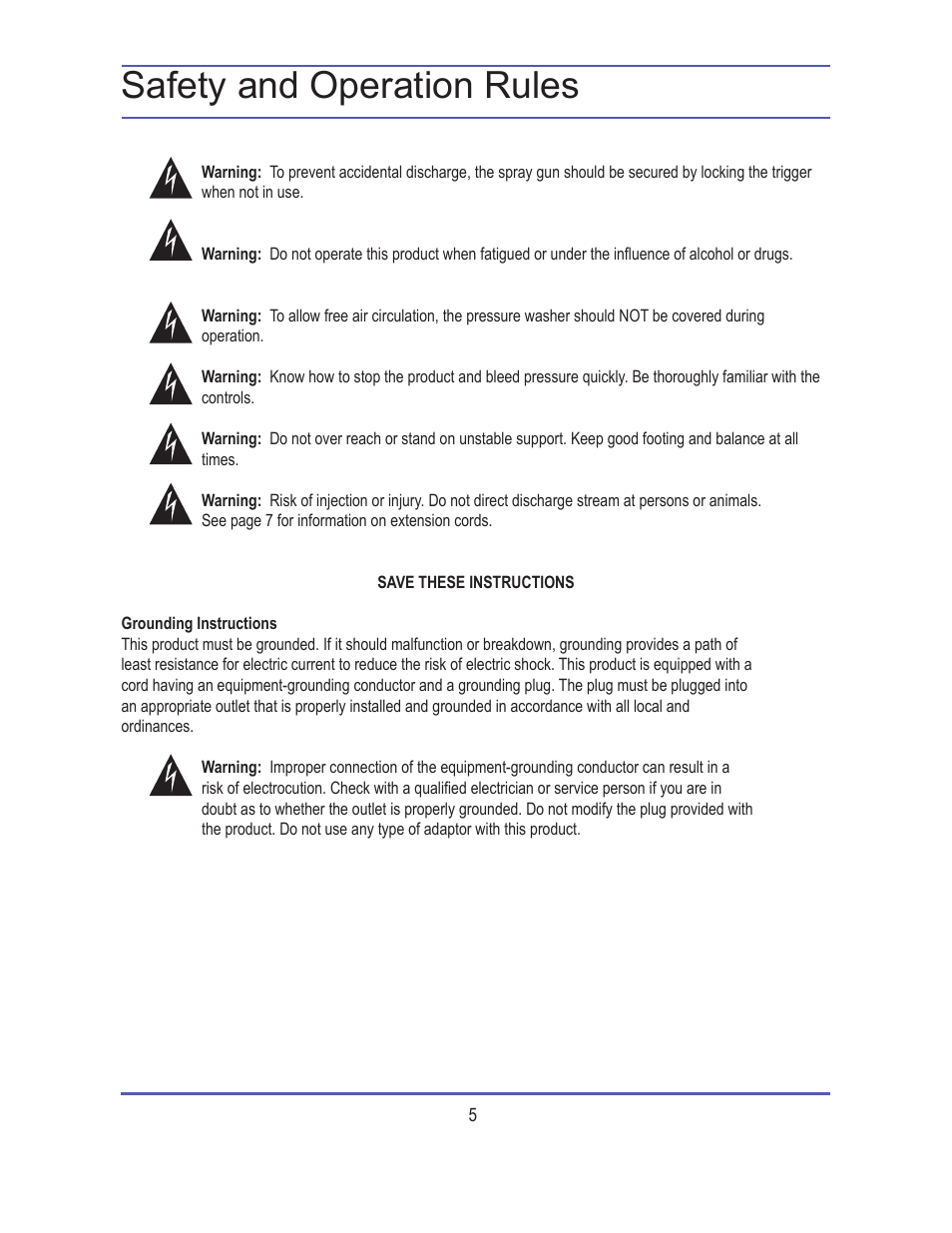 Safety and operation rules | Steele Products SP-WE180 User Manual | Page 5 / 18