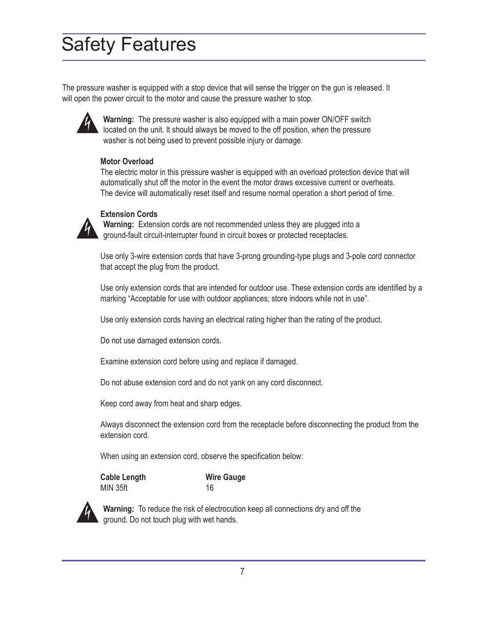 Safety features | Steele Products SP-WE180 User Manual | Page 7 / 18