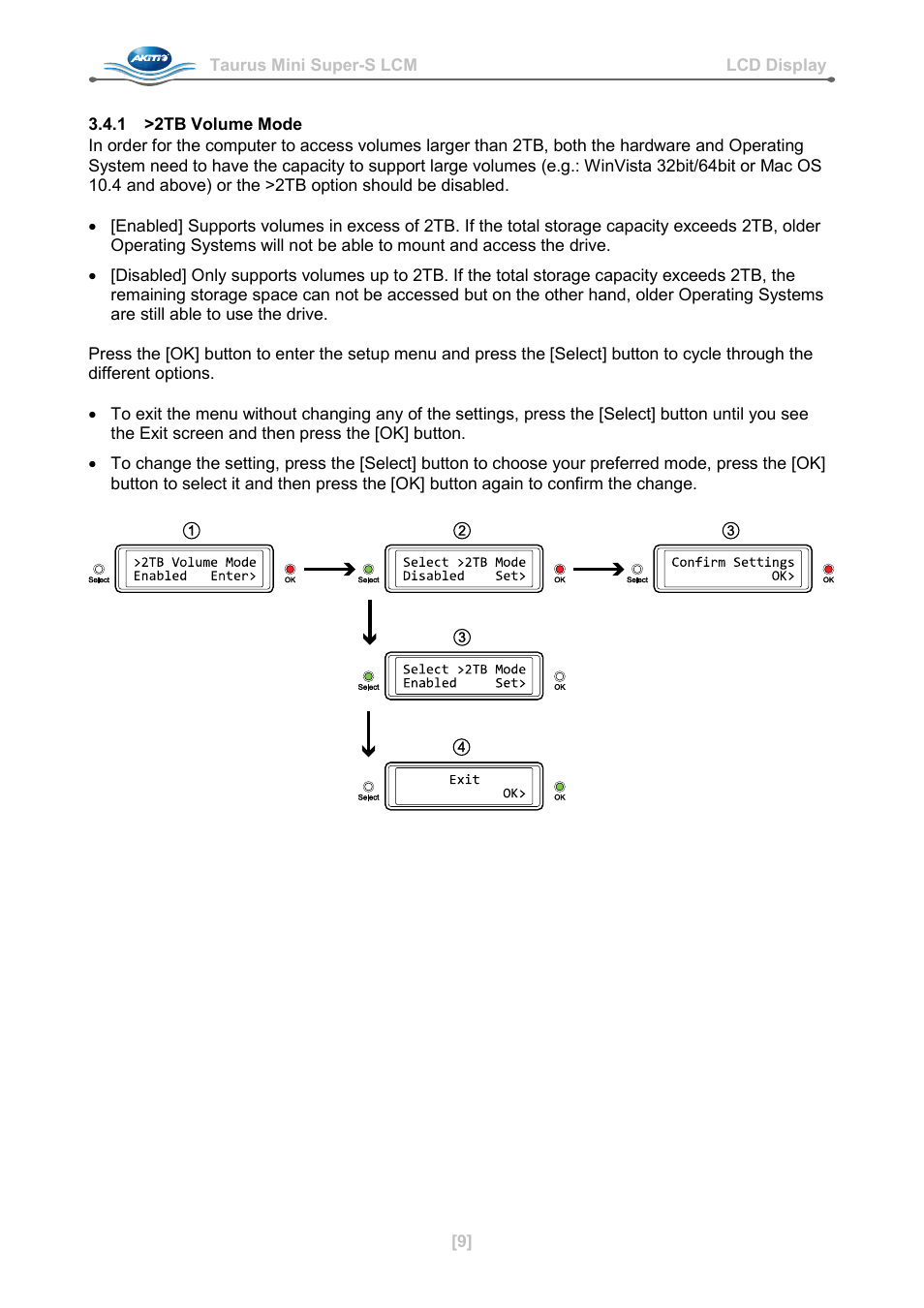 1 >2tb volume mode | AKiTiO Taurus Mini Super-S LCM User Manual | Page 11 / 16