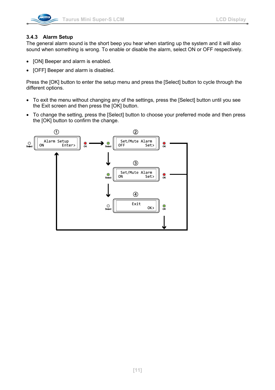 3 alarm setup | AKiTiO Taurus Mini Super-S LCM User Manual | Page 13 / 16