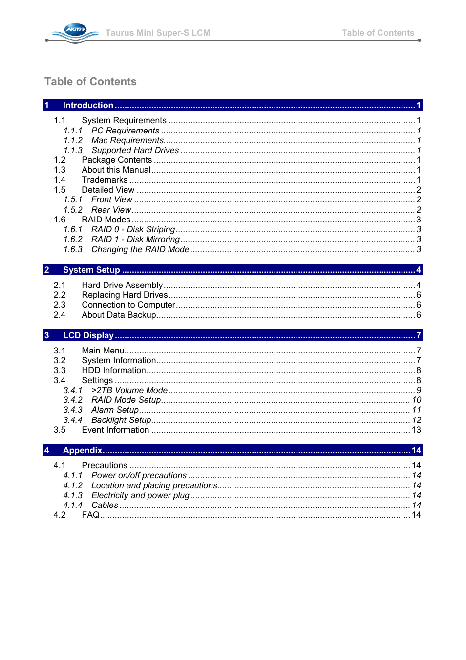 AKiTiO Taurus Mini Super-S LCM User Manual | Page 2 / 16