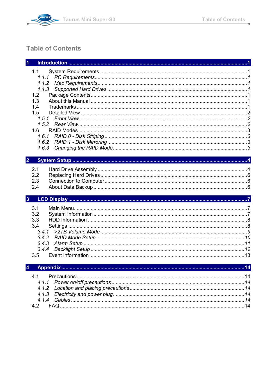 AKiTiO Taurus Mini Super-S3 LCM User Manual | Page 2 / 16