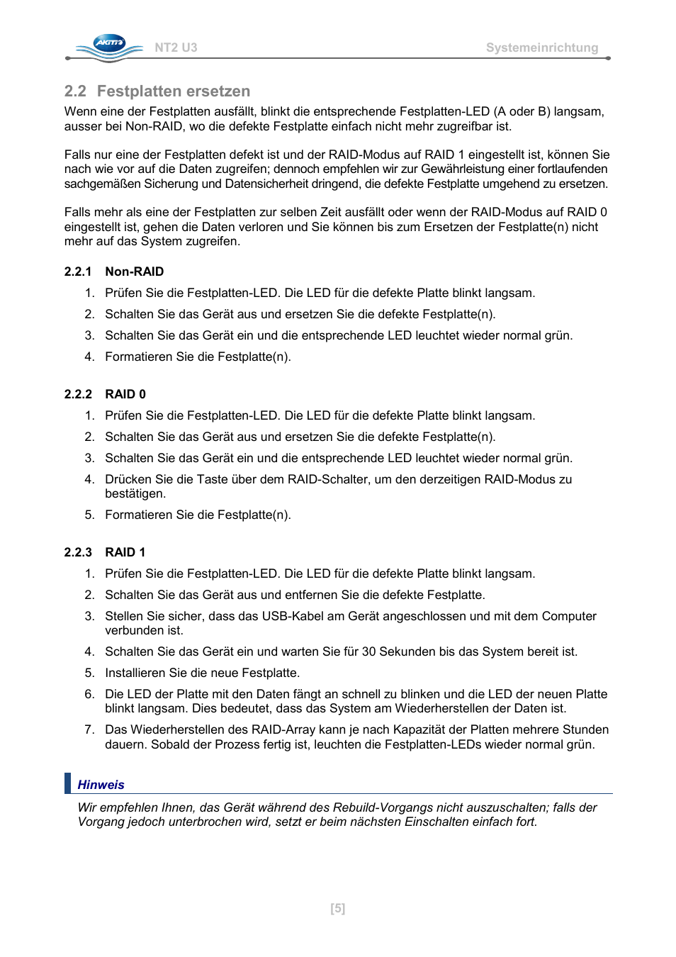 2 festplatten ersetzen, 1 non-raid, 2 raid 0 | 3 raid 1 | AKiTiO NT2 U3 User Manual | Page 14 / 32