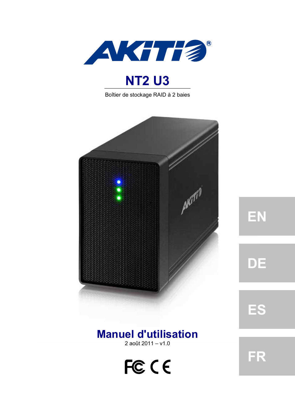 French, Es fr de en, Nt2 u3 | Manuel d'utilisation | AKiTiO NT2 U3 User Manual | Page 25 / 32