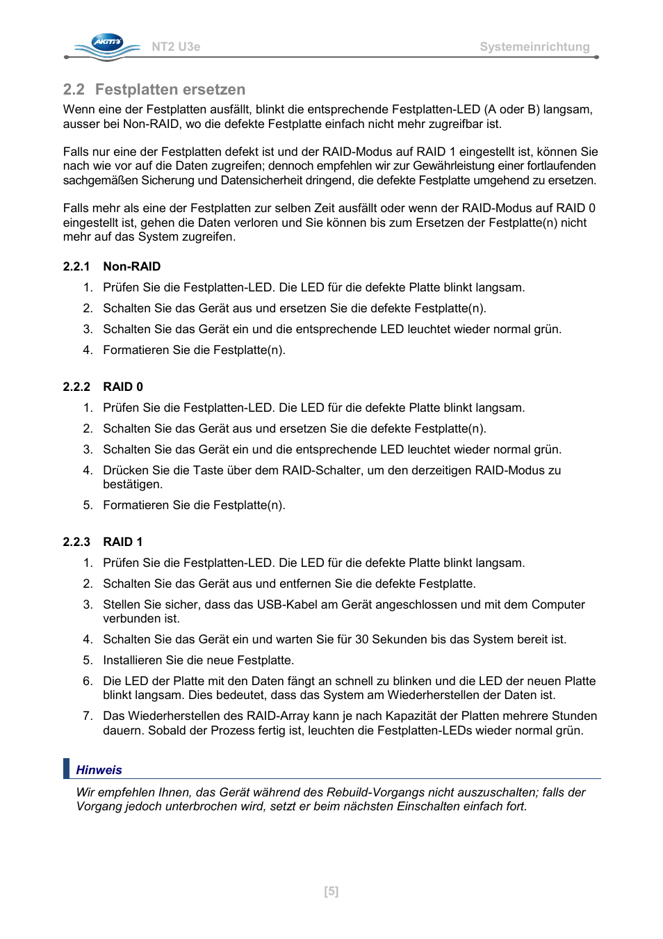 2 festplatten ersetzen, 1 non-raid, 2 raid 0 | 3 raid 1 | AKiTiO NT2 U3e User Manual | Page 14 / 32