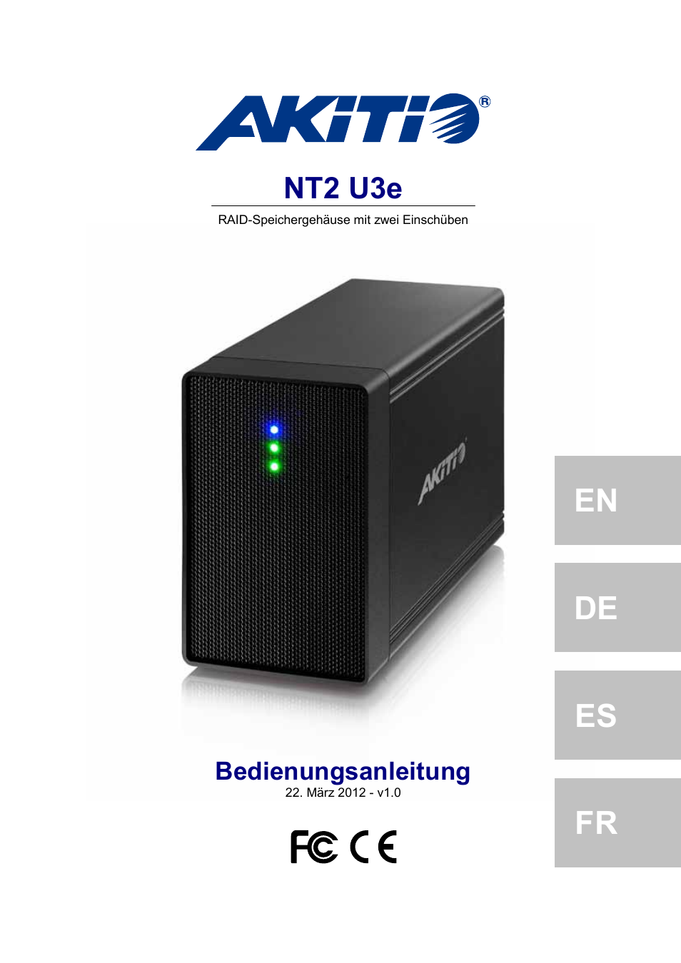 German, Es fr de en, Nt2 u3e | Bedienungsanleitung | AKiTiO NT2 U3e User Manual | Page 9 / 32