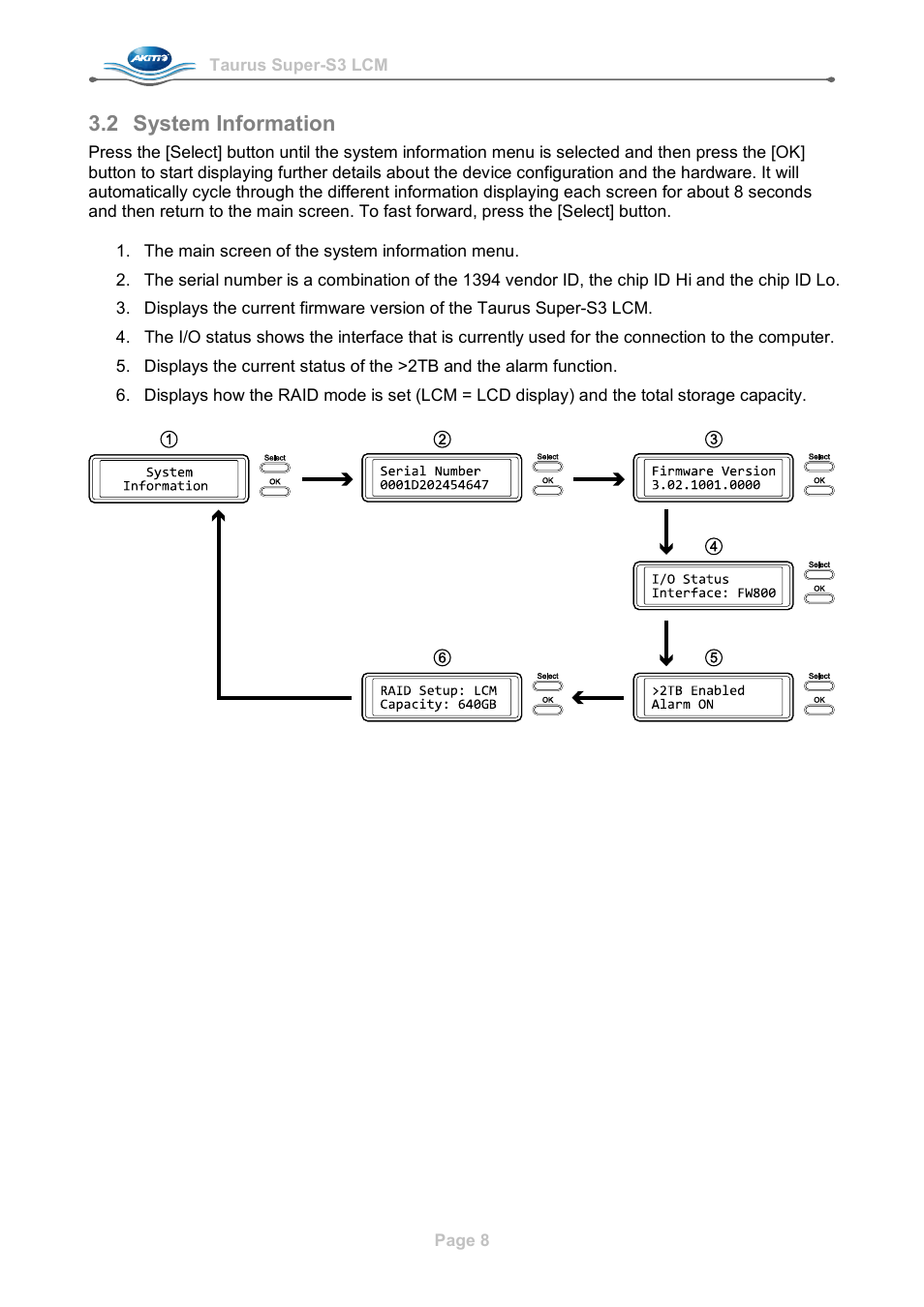 2 system information, System information, Hdd information | AKiTiO Taurus Super-S3 LCM User Manual | Page 10 / 17