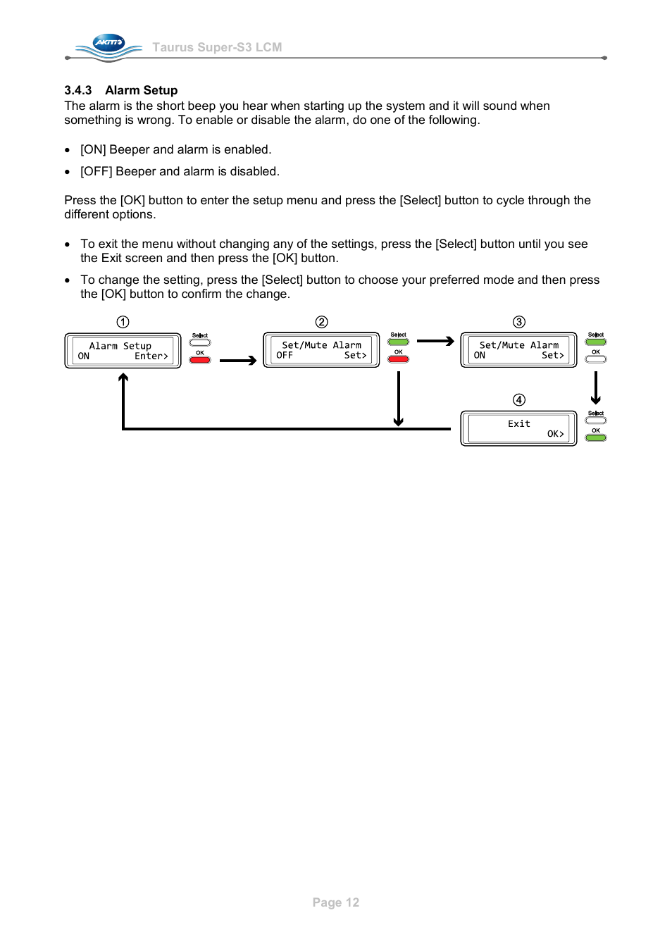 3 alarm setup | AKiTiO Taurus Super-S3 LCM User Manual | Page 14 / 17