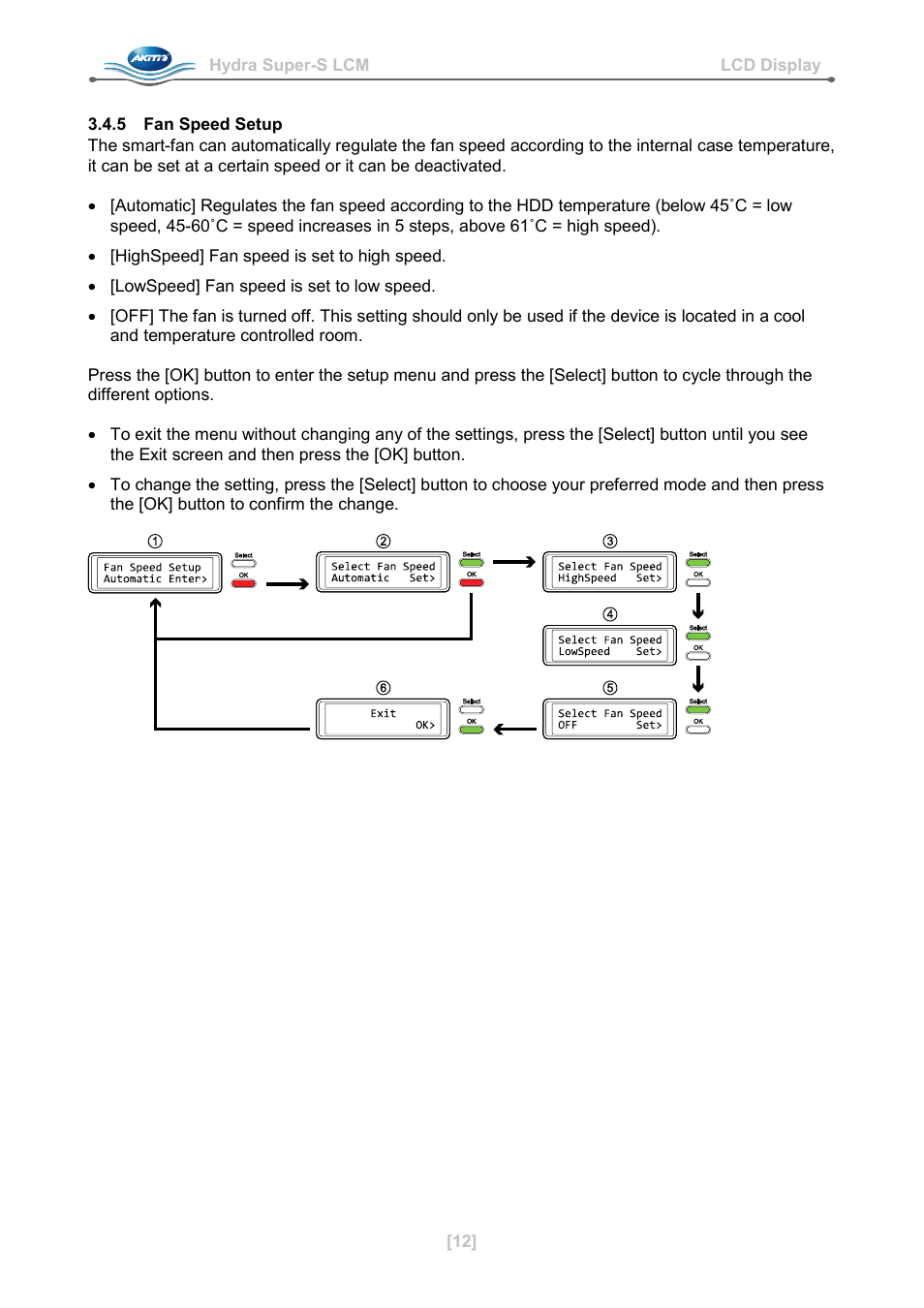 5 fan speed setup | AKiTiO Hydra Super-S LCM User Manual | Page 14 / 17