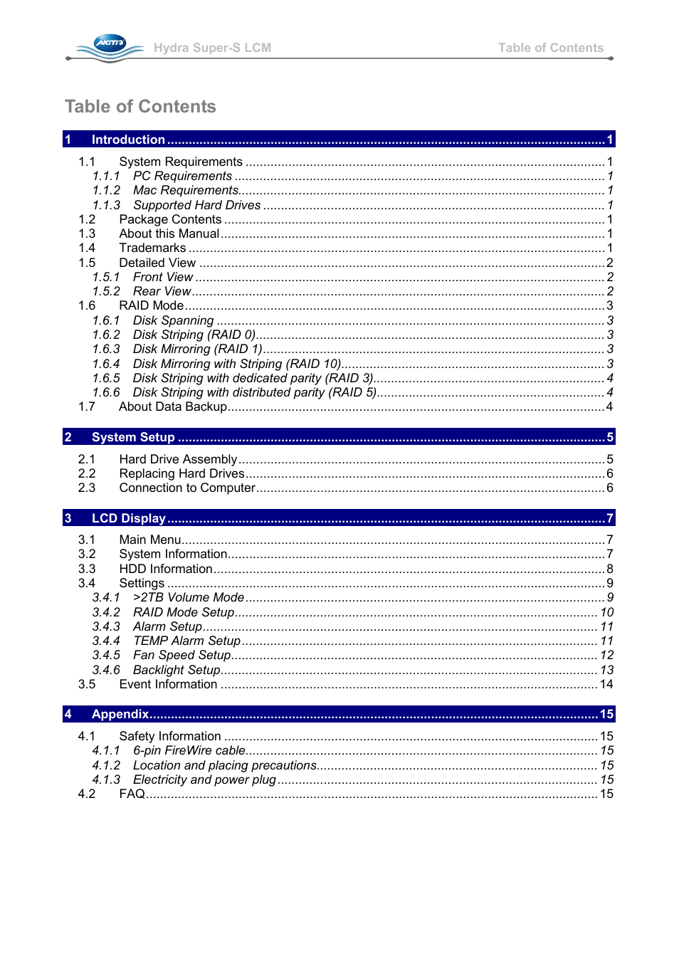 AKiTiO Hydra Super-S LCM User Manual | Page 2 / 17