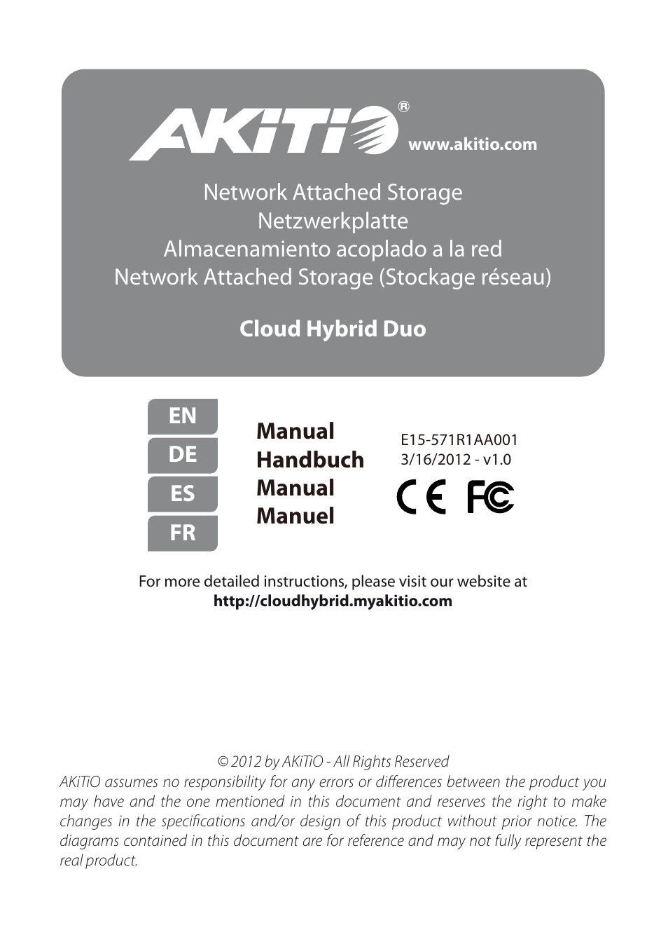 AKiTiO Cloud Hybrid Duo User Manual | 8 pages