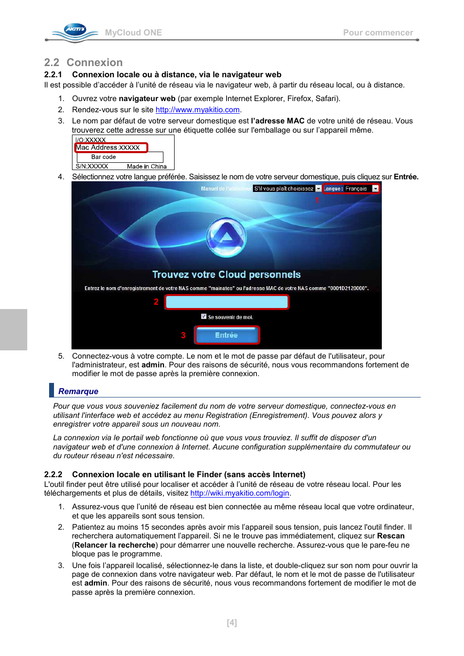 2 connexion | AKiTiO MyCloud ONE User Manual | Page 13 / 33
