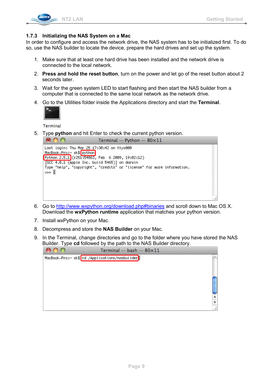 3 initializing the nas system on a mac, Initializing the nas system on a mac | AKiTiO NT2 LAN User Manual | Page 12 / 60