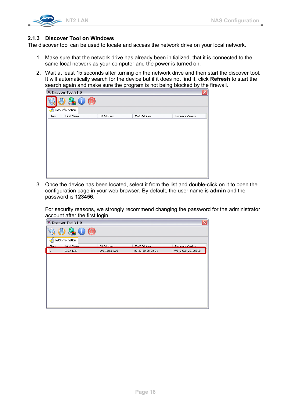 3 discover tool on windows, Discover tool on windows | AKiTiO NT2 LAN User Manual | Page 19 / 60