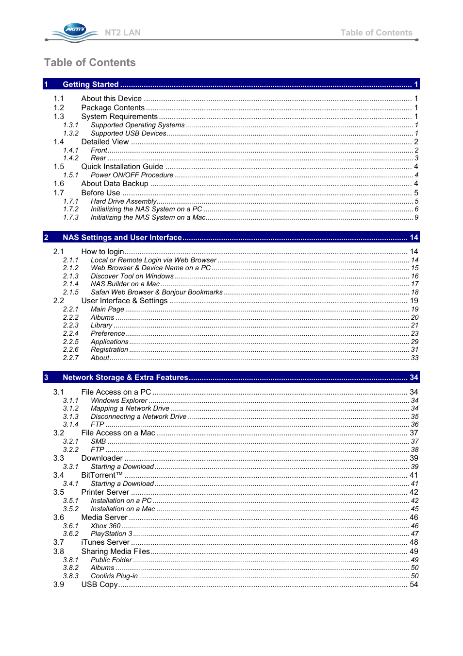 AKiTiO NT2 LAN User Manual | Page 2 / 60