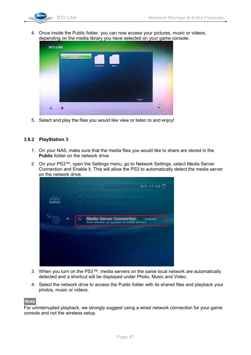 2 playstation 3, Playstation 3 | AKiTiO NT2 LAN User Manual | Page 50 / 60