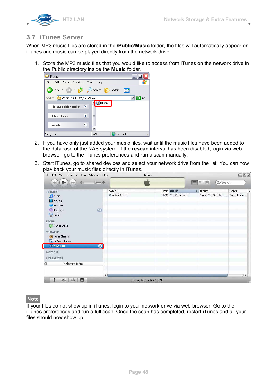 7 itunes server, Itunes server | AKiTiO NT2 LAN User Manual | Page 51 / 60