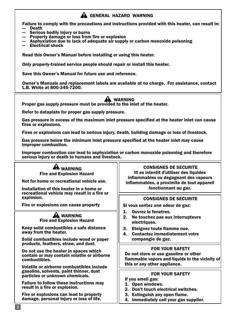 L.B. White AW100 User Manual | Page 2 / 18