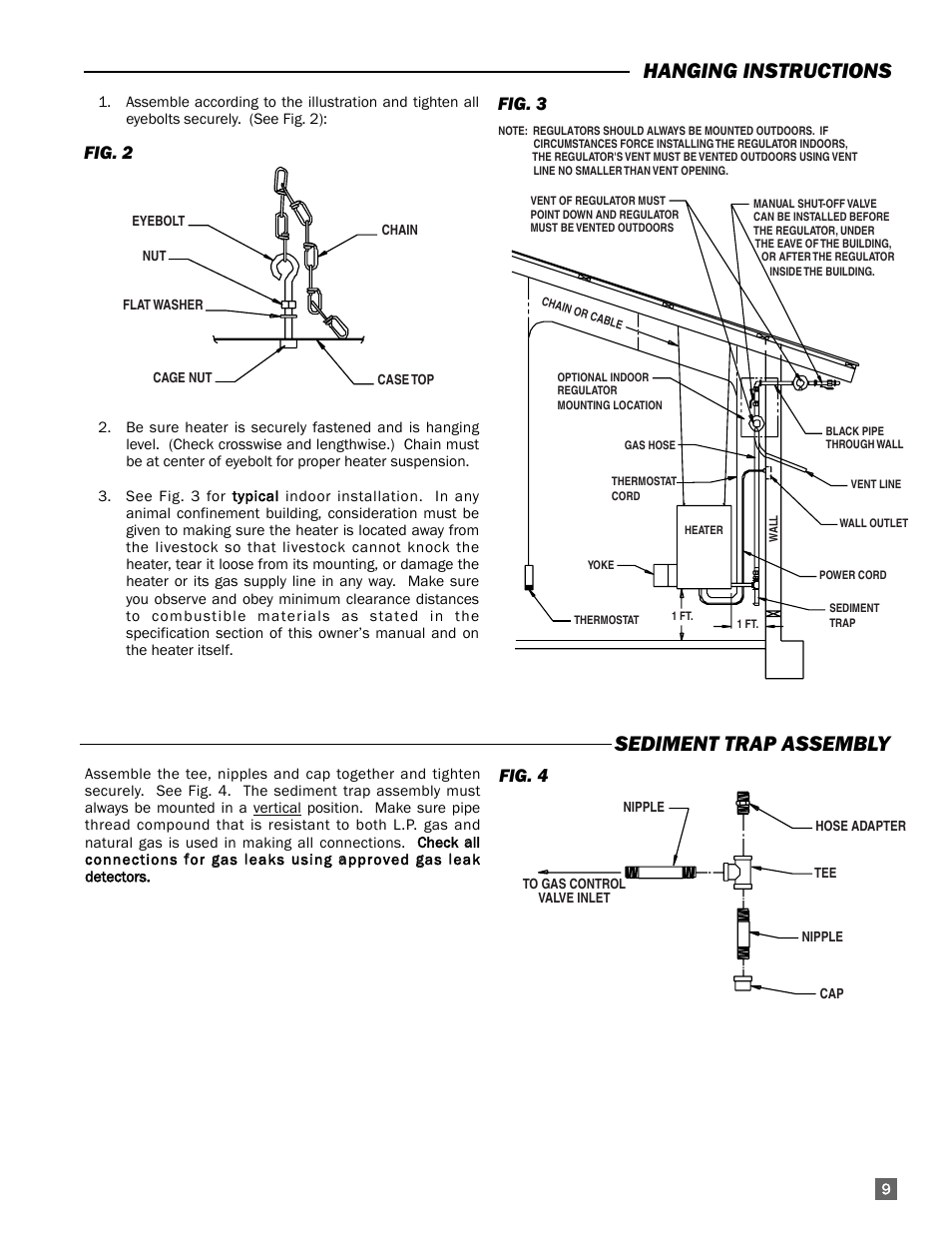 Hanging instructions sediment trap assembly, Fig. 2, Fig. 3 | Fig. 4 | L.B. White AW100 User Manual | Page 9 / 18