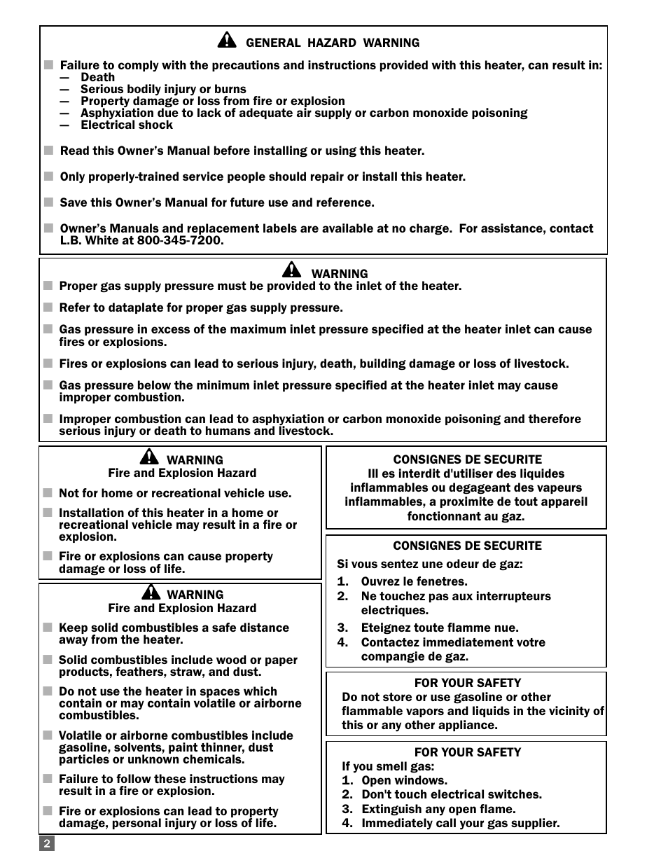 L.B. White AW325 User Manual | Page 2 / 18