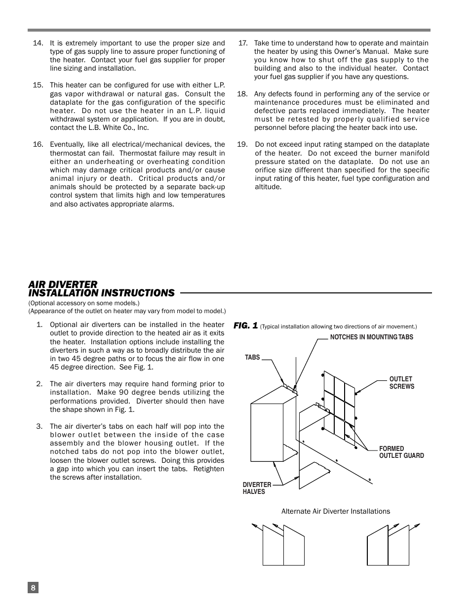 Air diverter installation instructions | L.B. White AW325 User Manual | Page 8 / 18