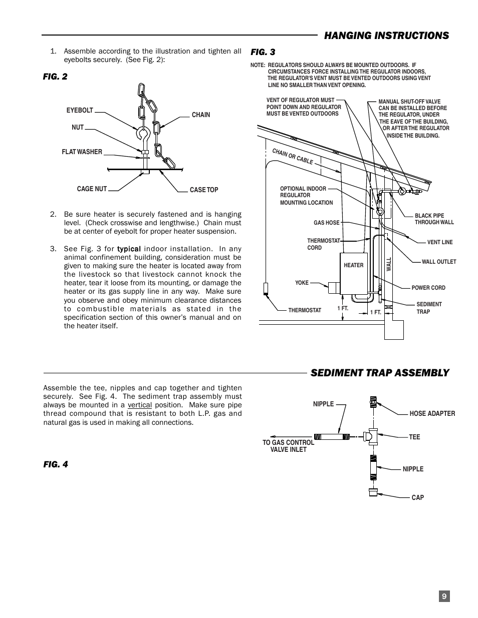 Hanging instructions sediment trap assembly, Fig. 2, Fig. 3 | Fig. 4 | L.B. White AW325 User Manual | Page 9 / 18