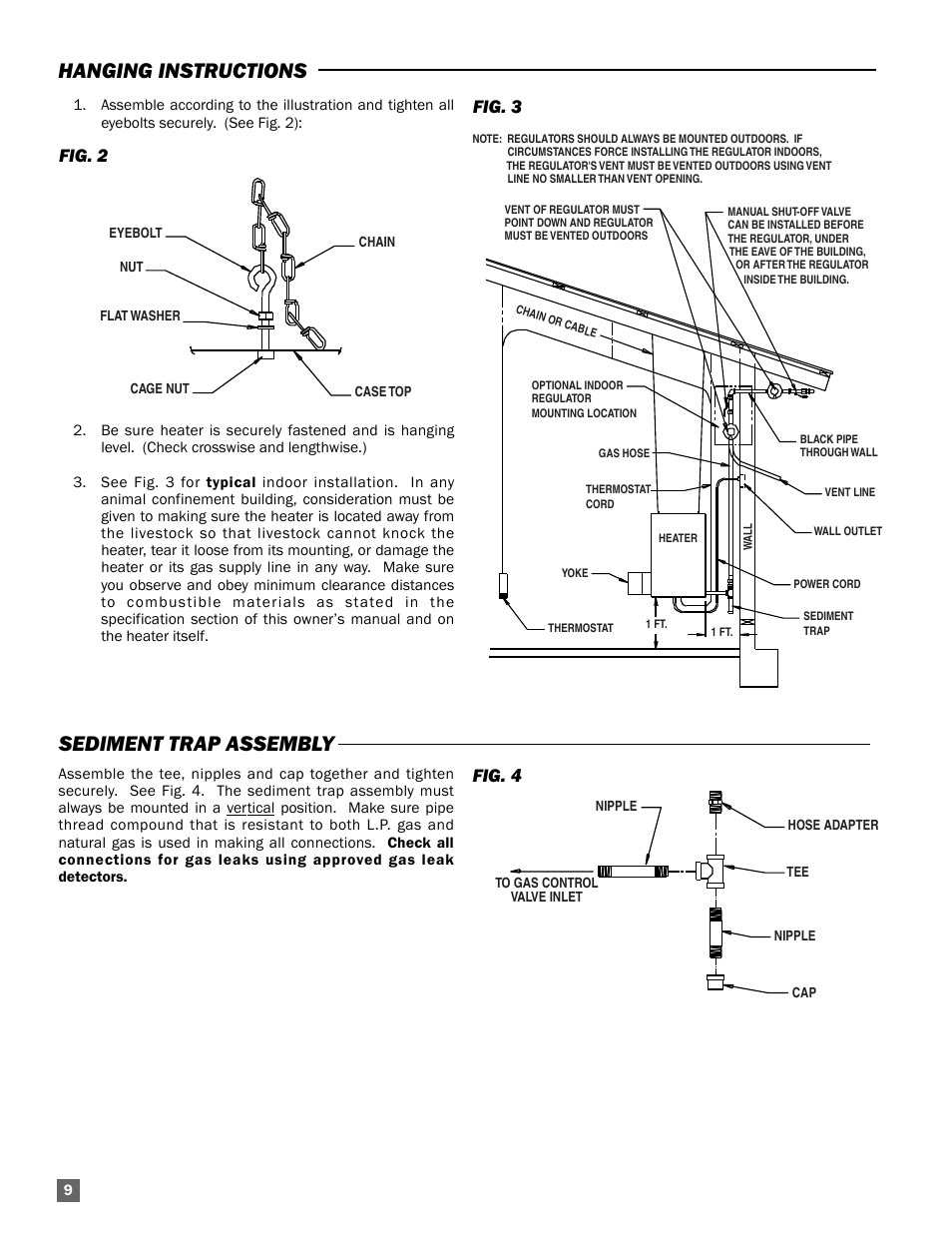 Hanging instructions sediment trap assembly, Fig. 2, Fig. 3 | Fig. 4 | L.B. White AD250(Spark Ignition) User Manual | Page 10 / 30