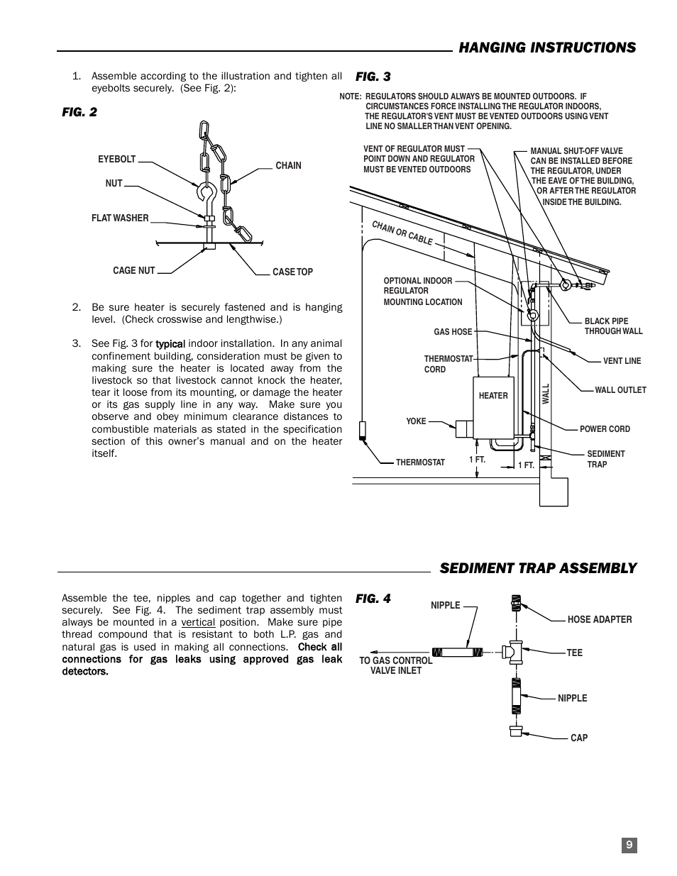 Hanging instructions sediment trap assembly, Fig. 2, Fig. 3 | Fig. 4 | L.B. White AB250 User Manual | Page 9 / 18