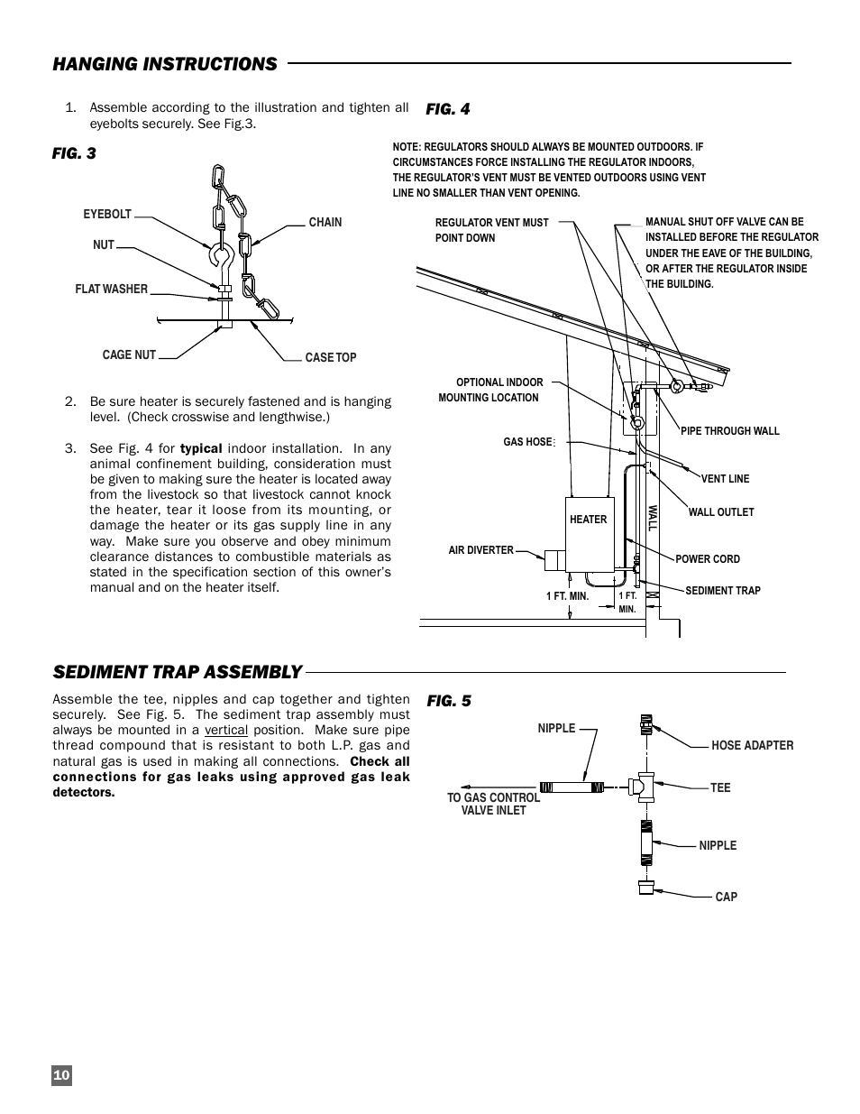 Hanging instructions sediment trap assembly, Fig. 3, Fig. 4 | Fig. 5 | L.B. White AW250(building controller) User Manual | Page 10 / 31