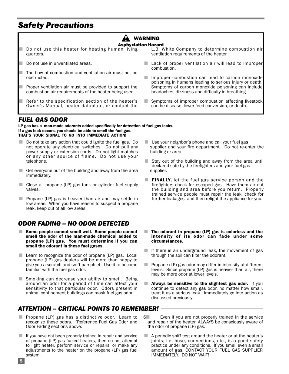 Safety precautions | L.B. White AD250 User Manual | Page 6 / 31