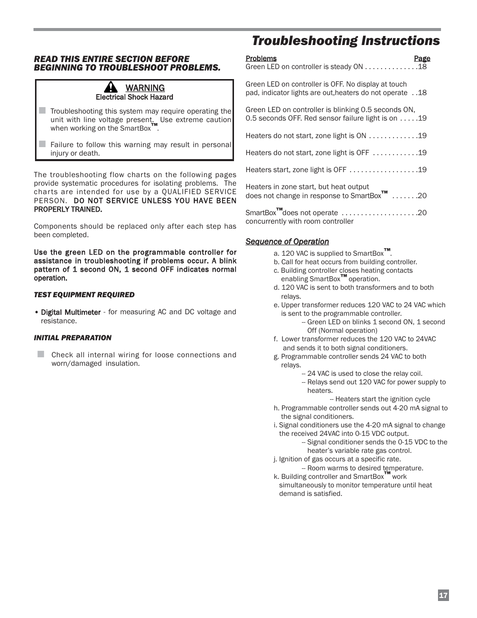 Troubleshooting instructions | L.B. White FA-MCS-D User Manual | Page 17 / 21