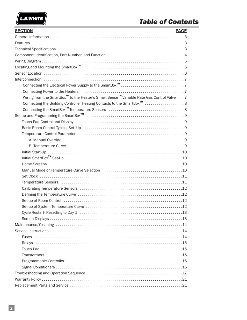 L.B. White FA-MCS-D User Manual | Page 2 / 21