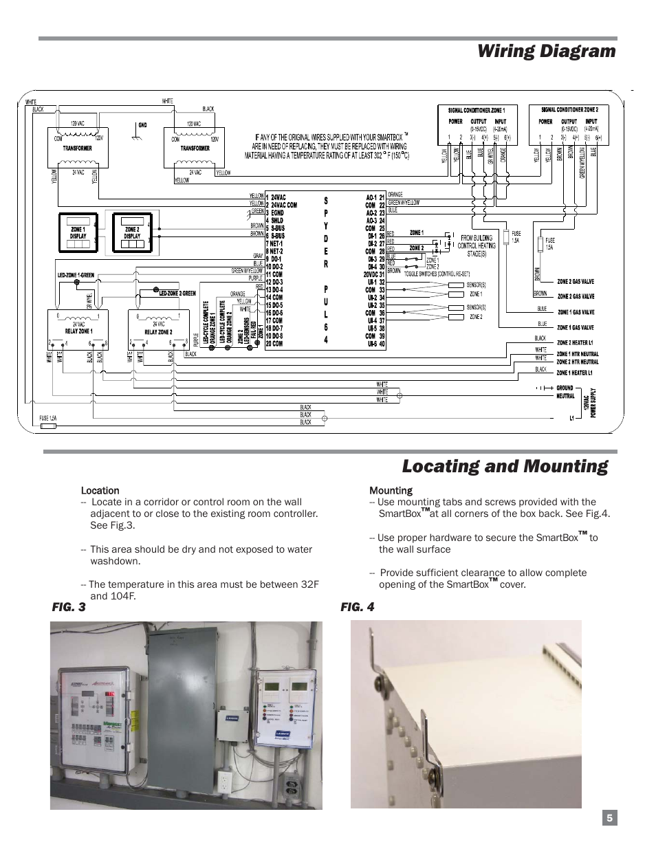 Locating and mounting, Wiring diagram | L.B. White FA-MCS-D User Manual | Page 5 / 21