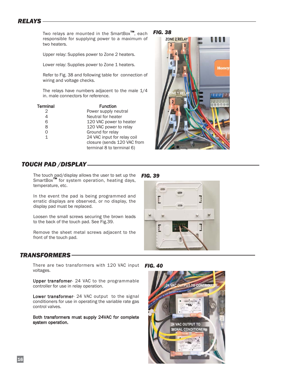 Relays, Touch pad /display, Transformers | L.B. White FA-MCS User Manual | Page 16 / 22